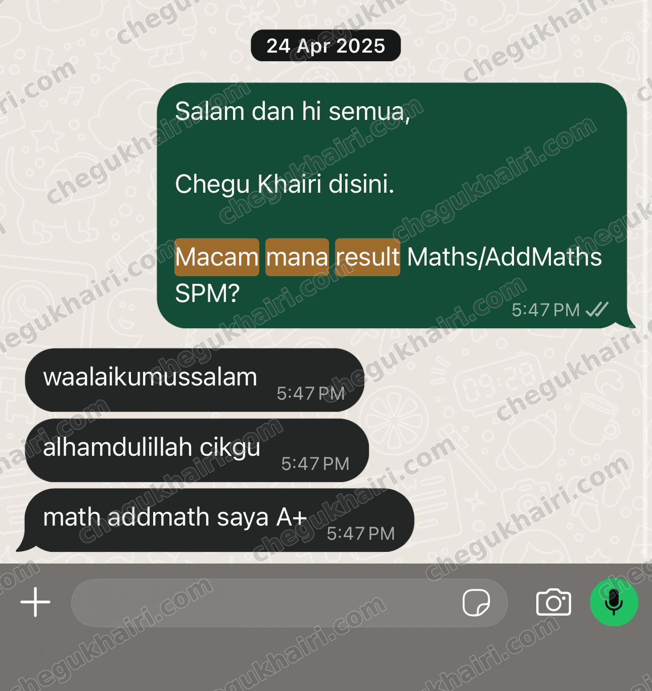 SPM 2024 - A+ in both Mathematics and Add Maths.