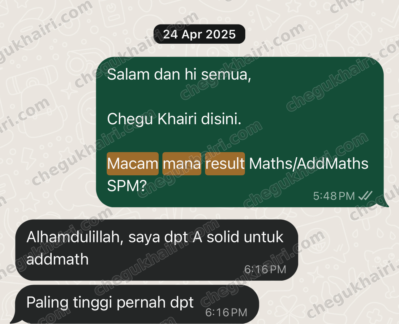 SPM 2024 - A solid in Add Maths - the highest the student had ever scored.