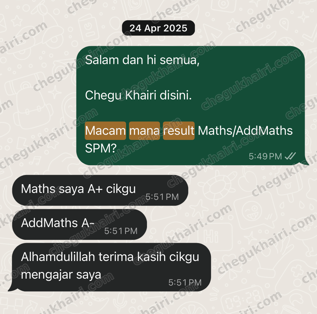 SPM 2024 - Mathematics A+ and Add Maths A-.
