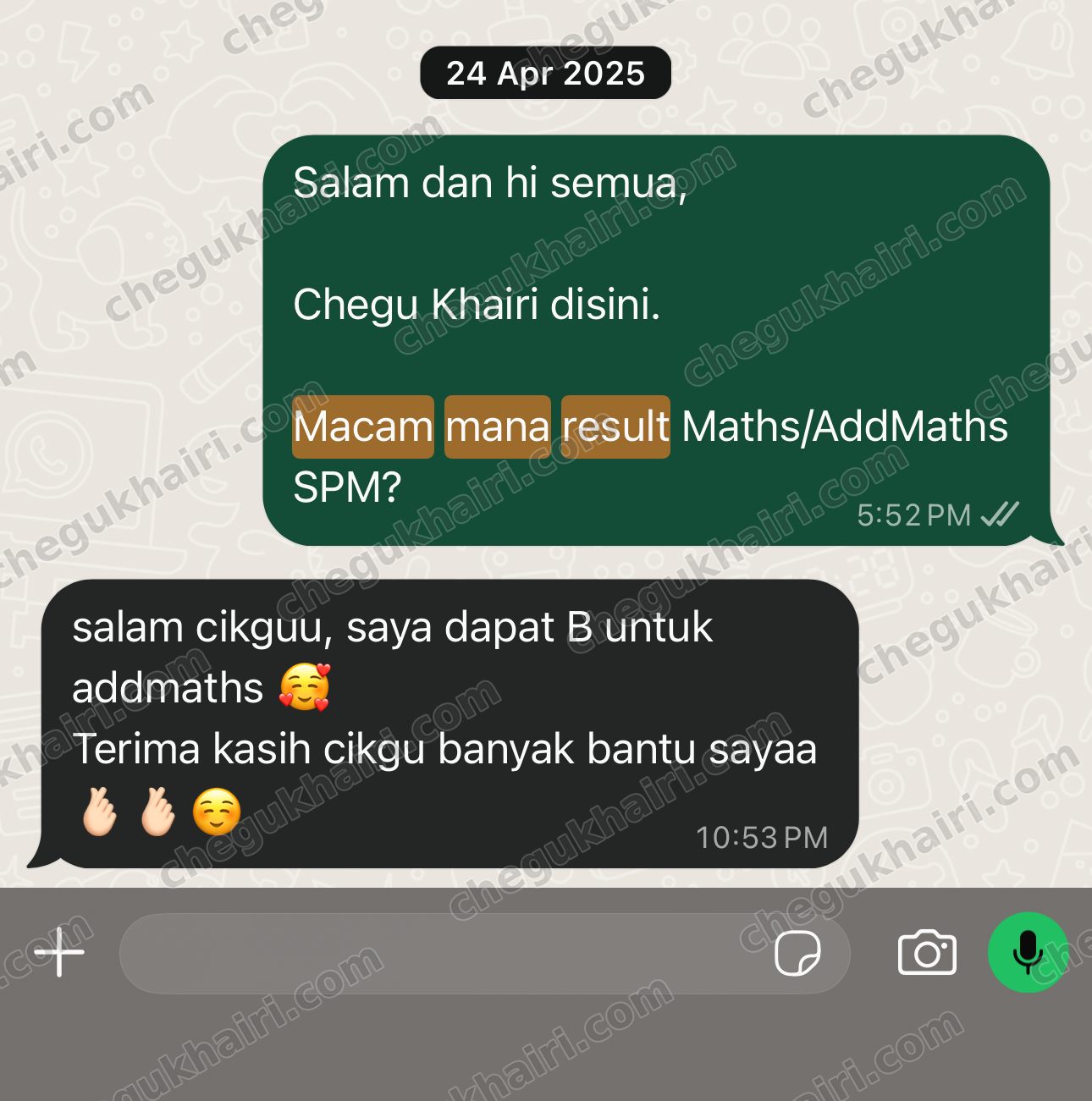 SPM 2024 - B in Add Maths.