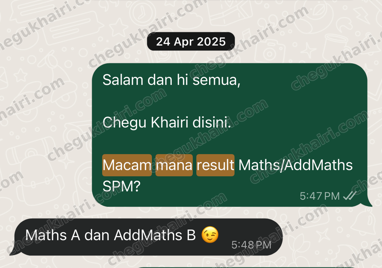 SPM 2024 - Mathematics A and Add Maths B.
