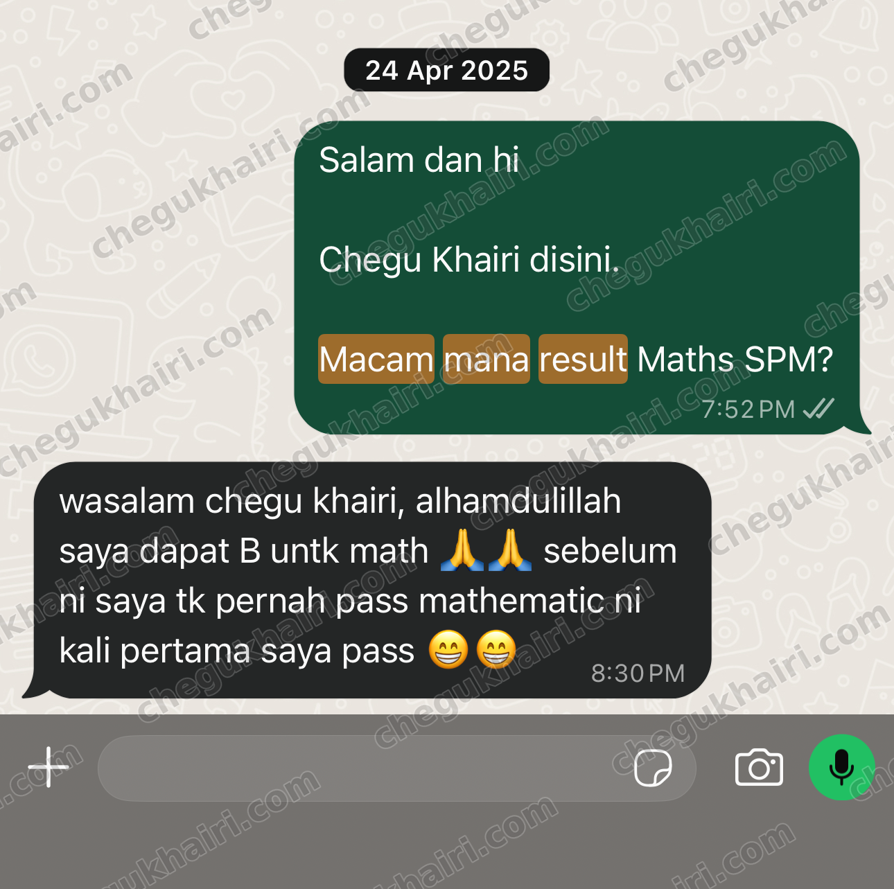 SPM 2024 - B in Mathematics - the student's first ever pass in the subject.