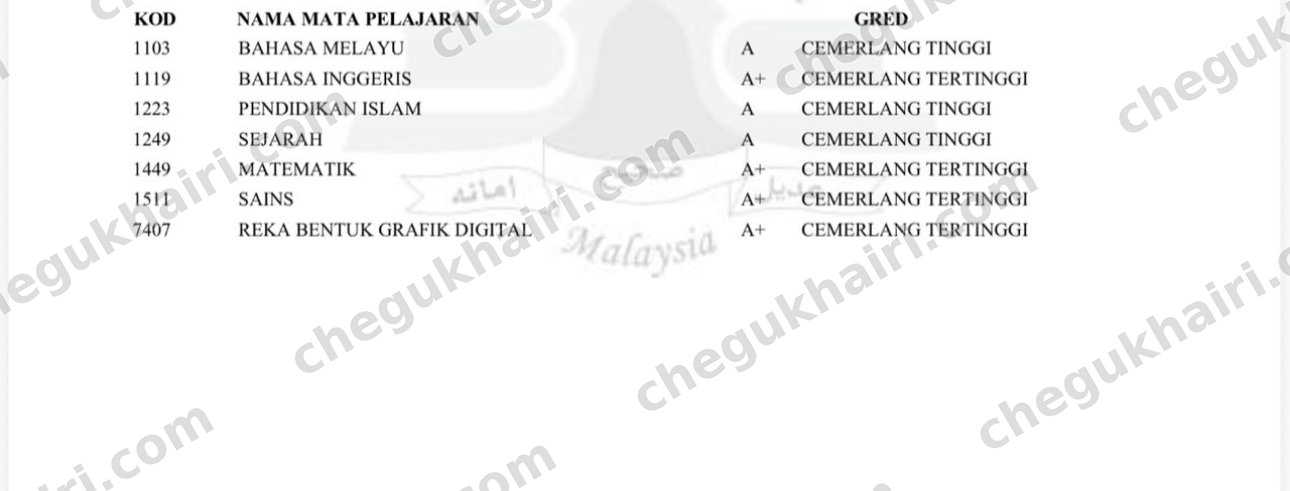 SPM 2025 - SPM result slip: A+ in Mathematics, seven subjects.
