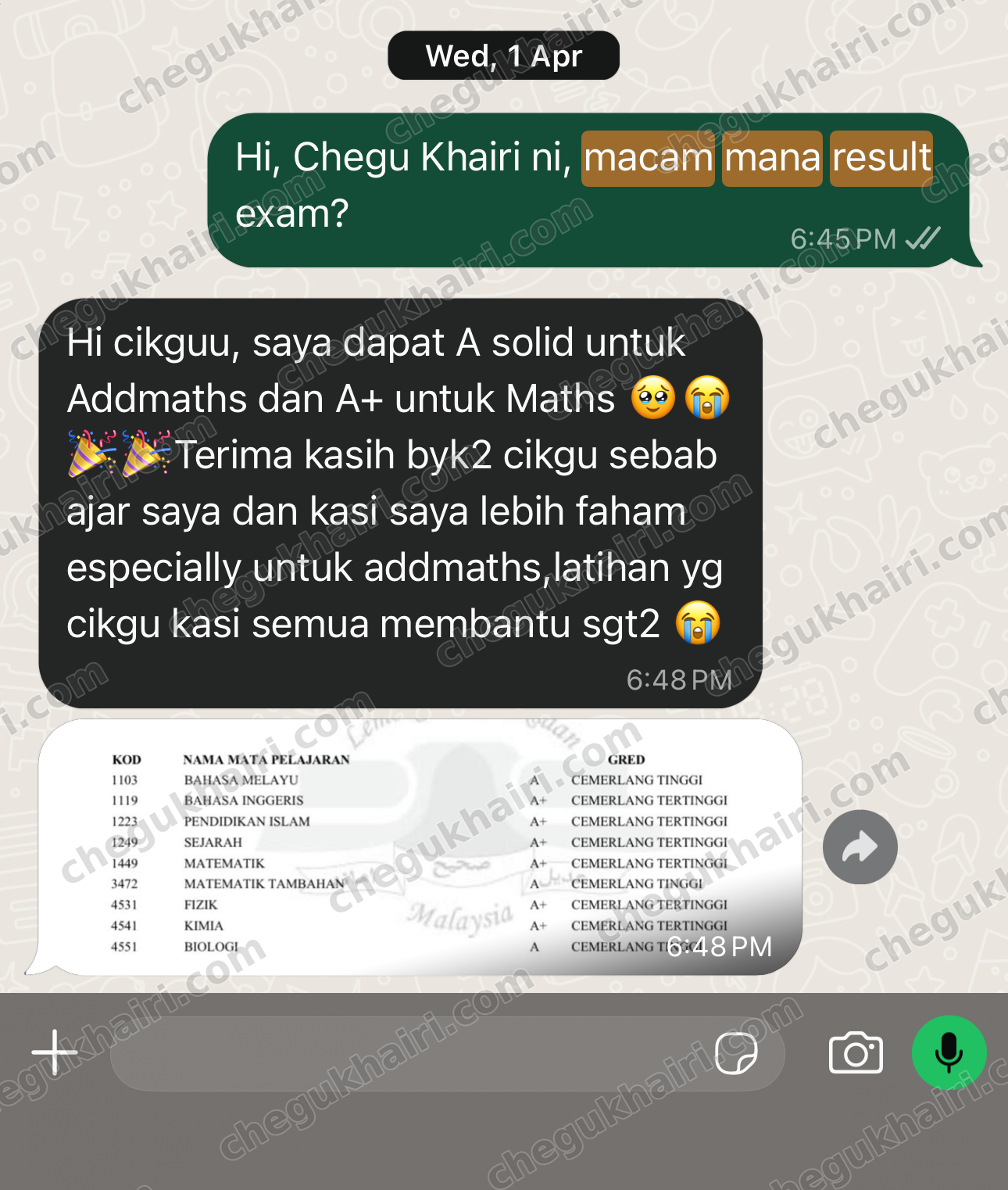 SPM 2025 - Add Maths A solid and Mathematics A+, with the result slip.