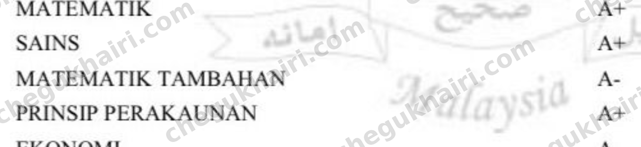 SPM 2025 - Result slip detail: A- in Add Maths and A+ in Mathematics.