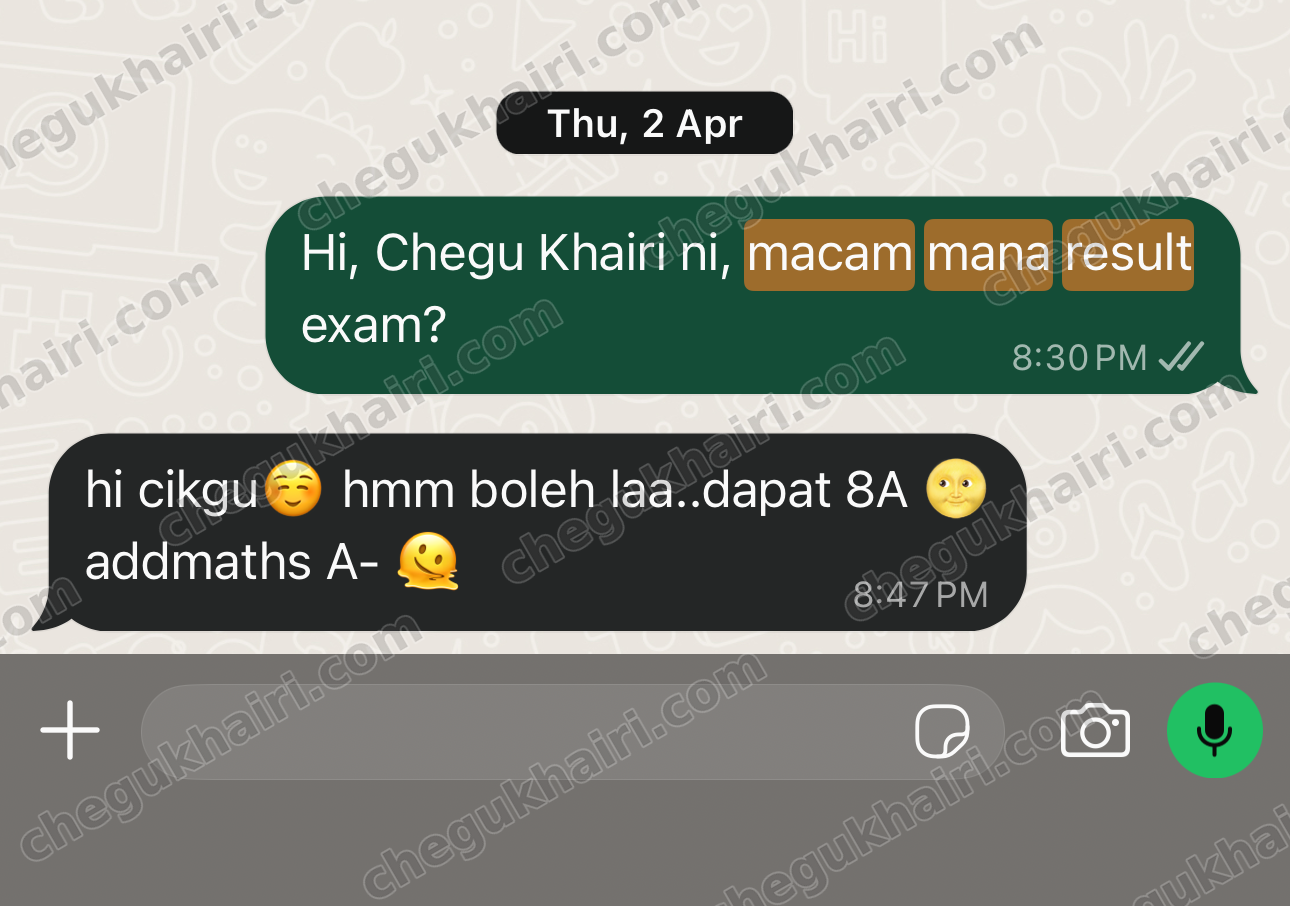 SPM 2025 - 8A overall, with A- in Add Maths.